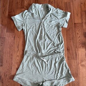 Light Green Button-Up Pajama Set